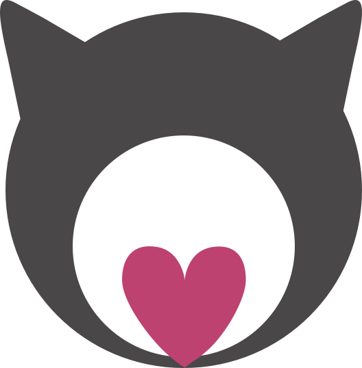 logo of a cat with pointy ears and heart-shaped nose
